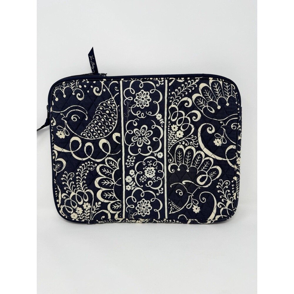 Vera Bradley Twirly Birds Navy Blue Padded Laptop Case Sleeve Bag 11x14” RETIRED